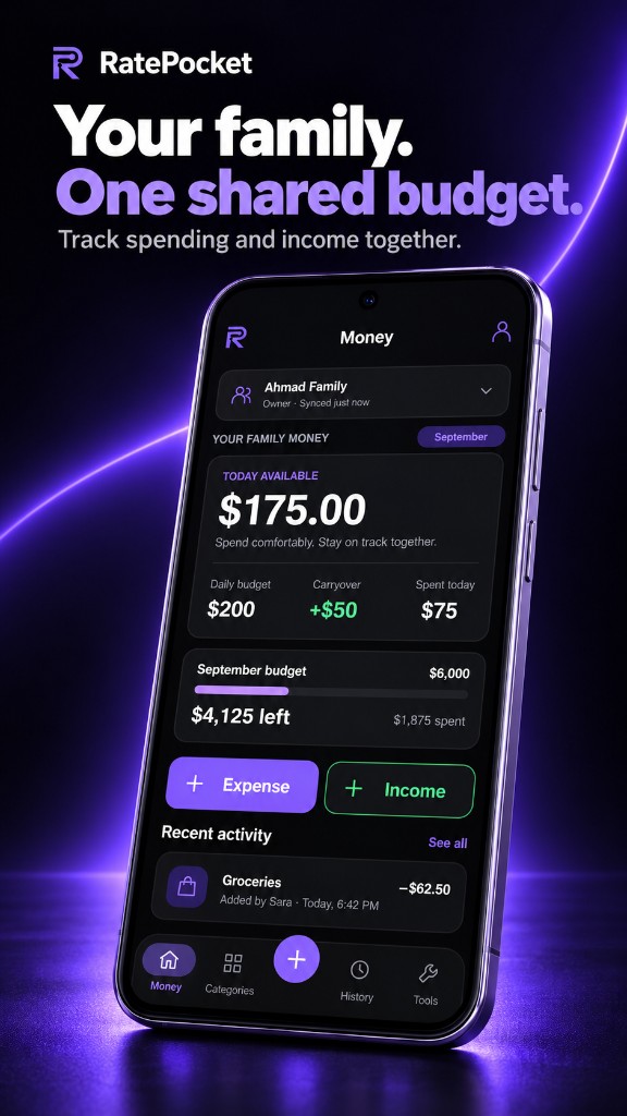 RatePocket Family Money — Today Available together