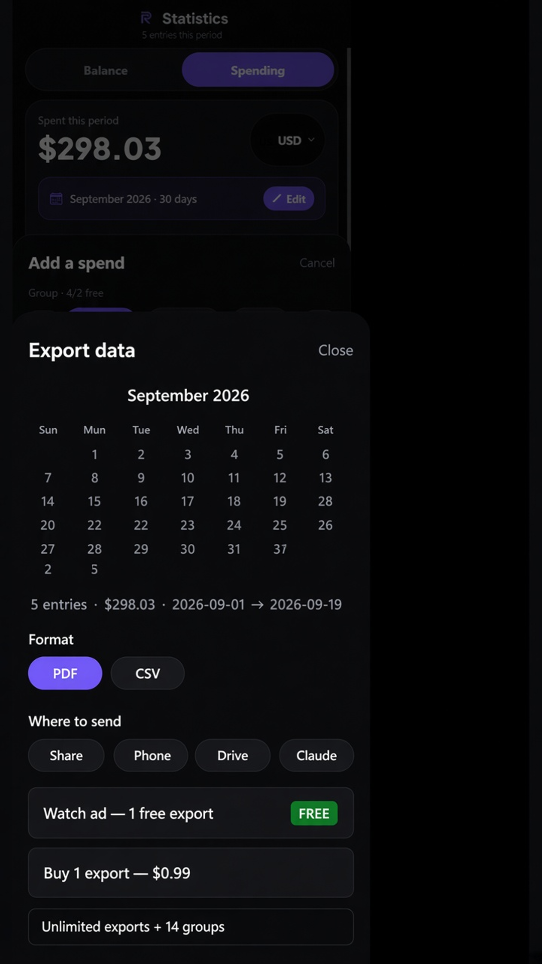 Export data