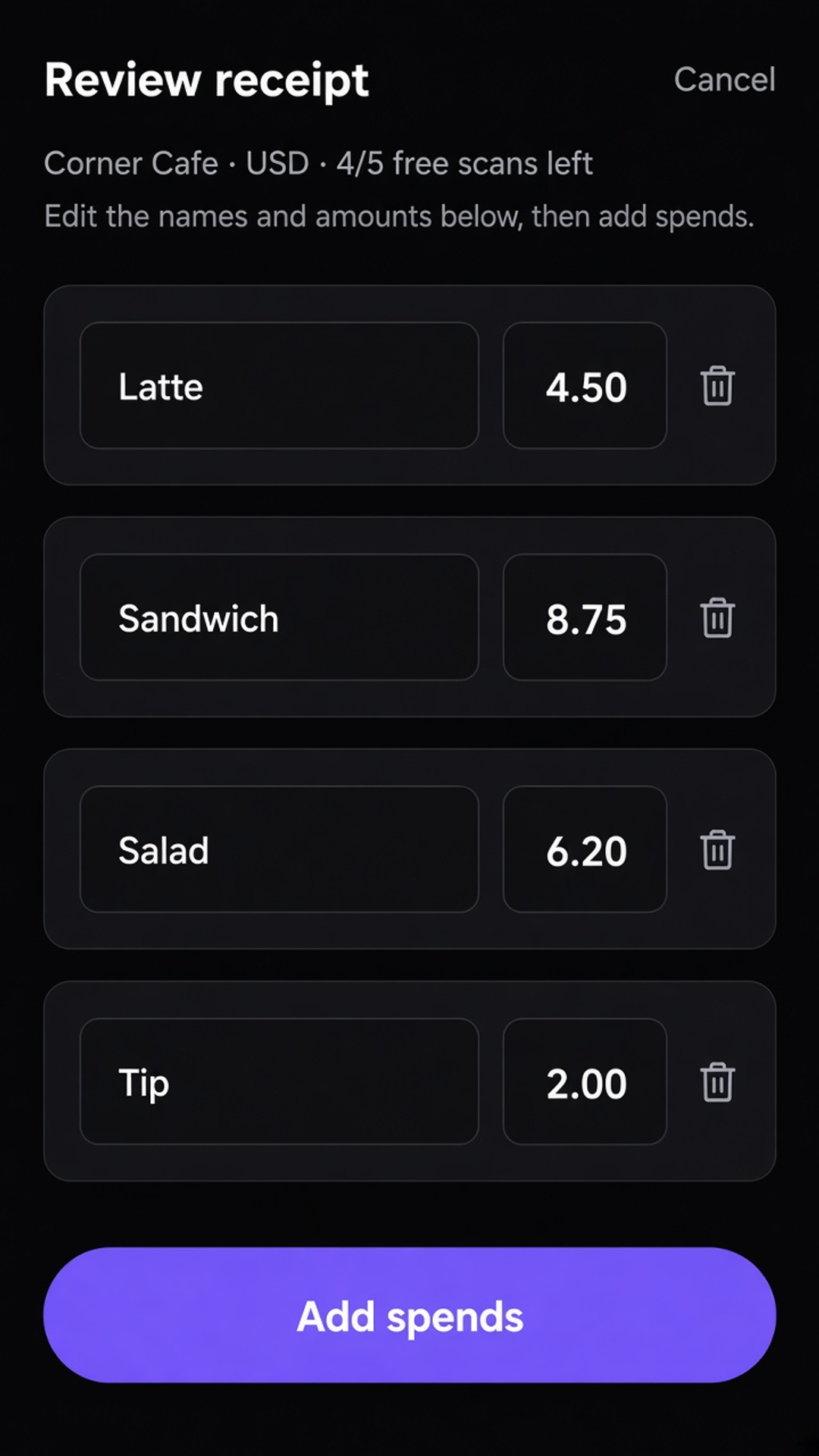Receipt review