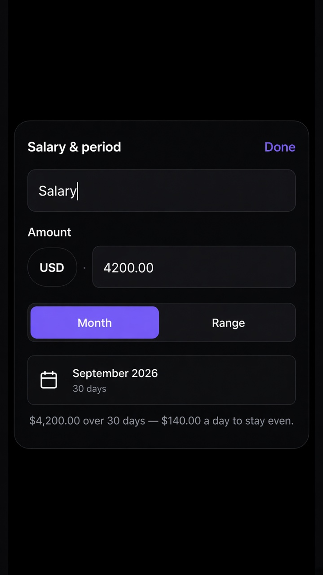 Salary and period setup
